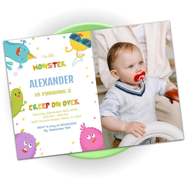 Monster Birthday Invitations Light Green photo (Monster Birthday Invitations Light Green photo)