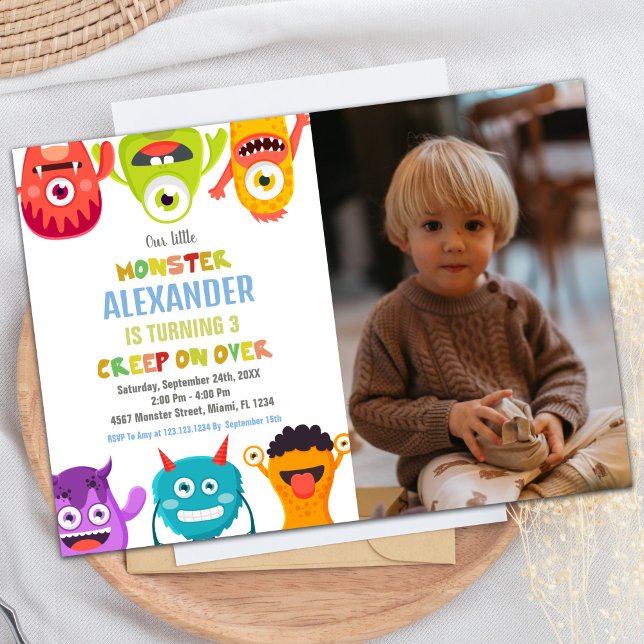Monster Birthday Invitations, Monsters one photo Invitation (Monster Birthday Invitations, Monsters one photo Invitation)