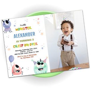 Monster Birthday Invitations Orange Star photo