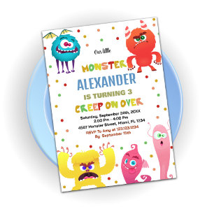 Monster Birthday Invitations Red