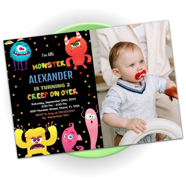 Monster Birthday Invitations Red Blue photo (Monster Birthday Invitations Red Blue photo)