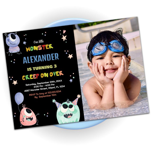 Monster Birthday Invitations Star Black photo (Monster Birthday Invitations Star Black photo)