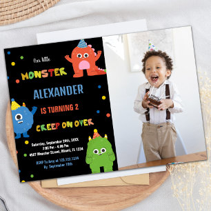 Monster Birthday Invitations with photo
