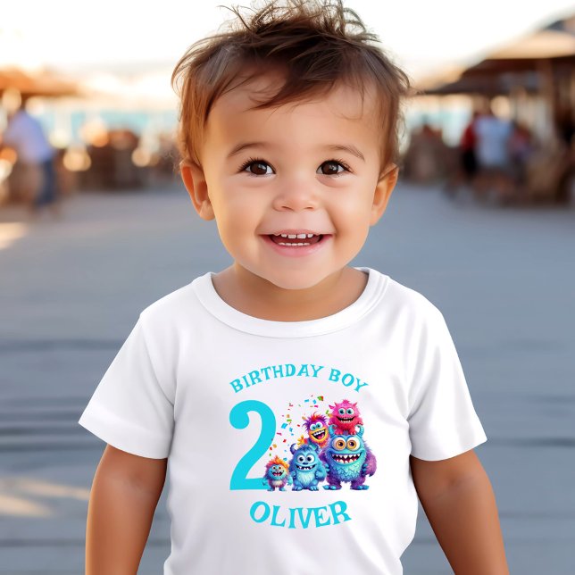 Monster Birthday Name Boy Colourful Cute Toddler T-Shirt (Monster Birthday Name Boy Colorful Cute Toddler T-shirt)