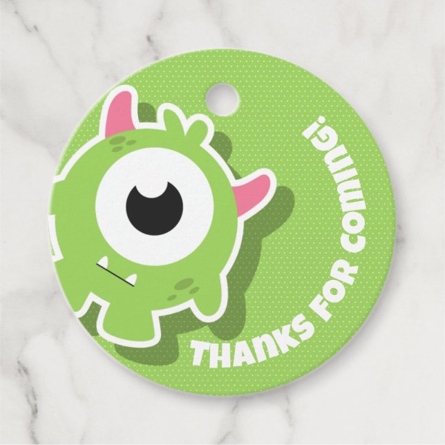 Monster Birthday Party Favour Tags (Front)