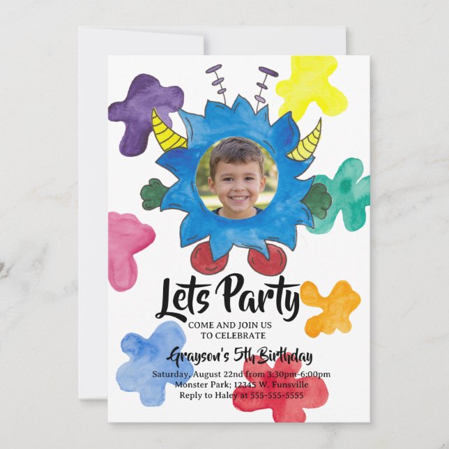 Monster Birthday Party for Kids Invitation (Front)