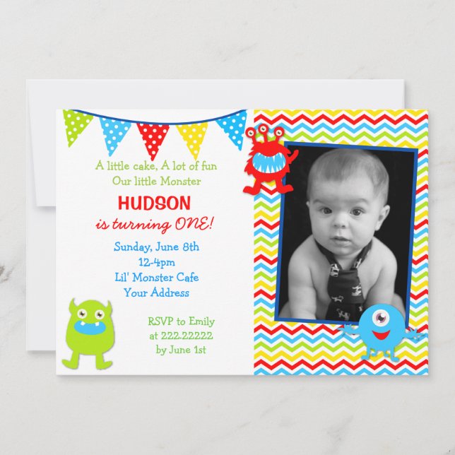Monster Birthday Party Invitations (Front)