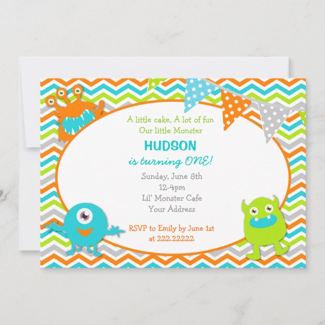 Monster Birthday Party Invitations (Front)