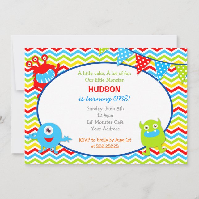 Monster Birthday Party Invitations (Front)