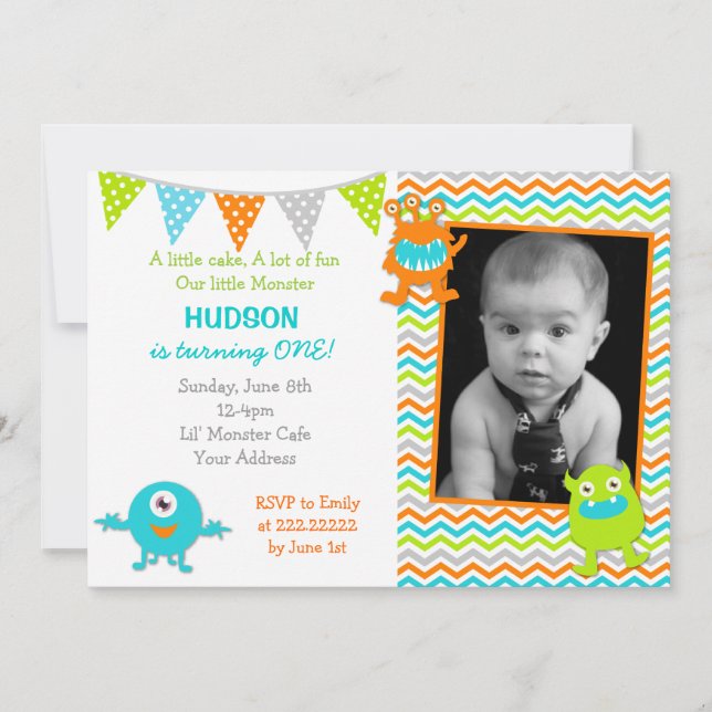 Monster Birthday Party Invitations (Front)