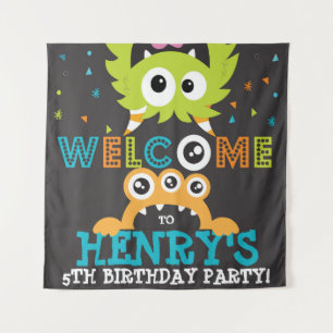 Monster Birthday Party Personalised Backdrop Tapestry