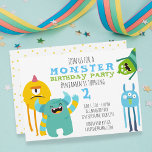 Monster Birthday Party Theme Invitation<br><div class="desc">Celebrate your little one's birthday with this cute monster themed party invitation.  Just add your party details and let the fun begin!</div>
