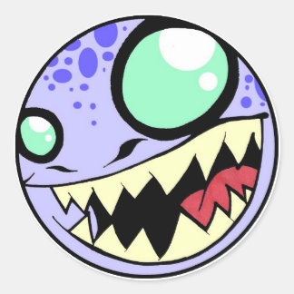 Monster Blue Classic Round Sticker