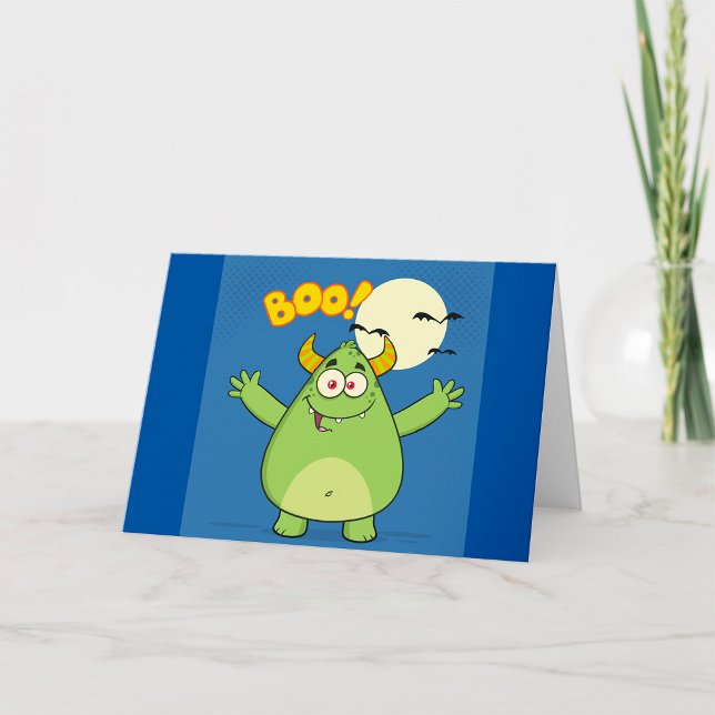 Monster Boo Green Creature Greeting Cards (Creator Uploaded)