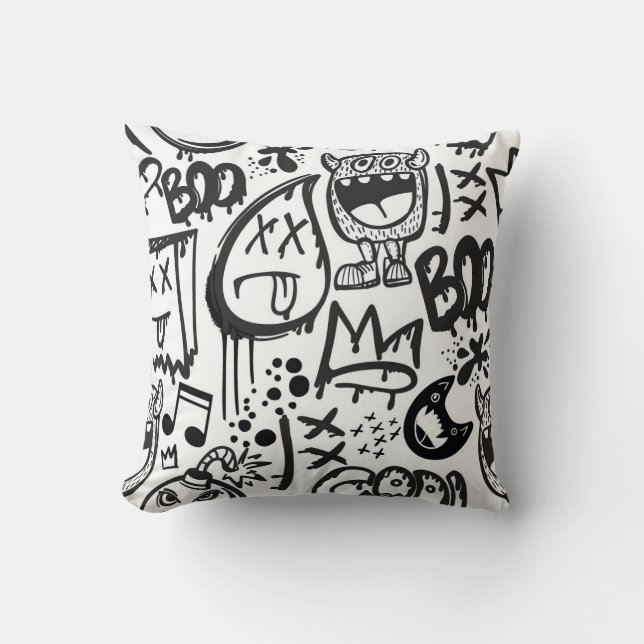 Monster Boys: Hand Drawn Pattern Cushion (Front)