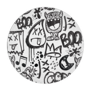 Monster Boys: Hand Drawn Pattern Cutting Board