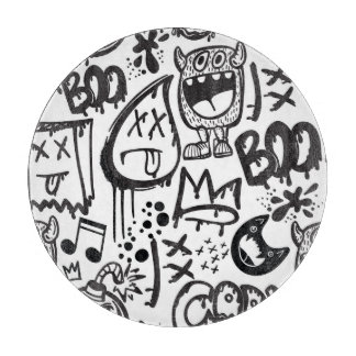 Monster Boys: Hand Drawn Pattern Cutting Board