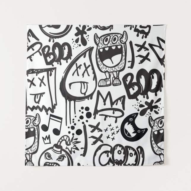 Monster Boys: Hand Drawn Pattern Tapestry (Front)