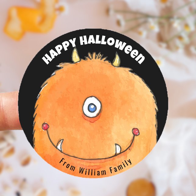 Monster Candy Happy Halloween  Classic Round Sticker (Monster Candy Happy Halloween Classic Round Sticker)
