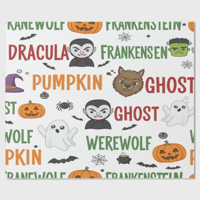 Monster Candy Parade For Halloween  Wrapping Paper (Flat)