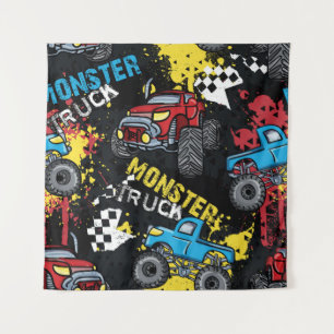 Monster Car: Abstract Childish Pattern Tapestry