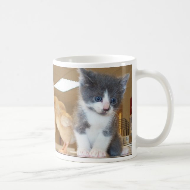 Monster Cat - Kitten with Chicks Mug (Right)