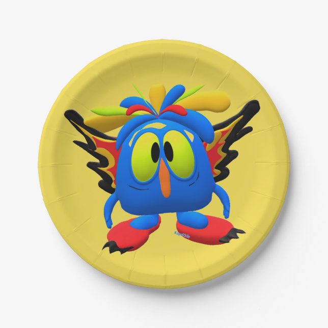 Monster Character Owl Bird Animated Dinner Plate (Front)