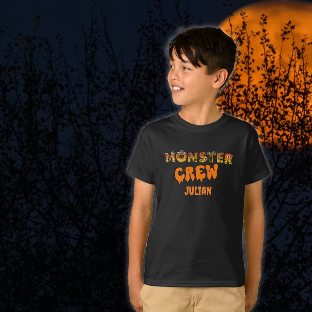 Monster Crew Custom Name Halloween Kids T-Shirt (Creator Uploaded)