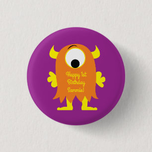 Monster Cute Funny 1st Birthday Party Theme 3 Cm Round Badge