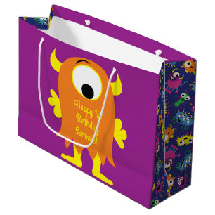 Monster Cute Funny 1st Birthday Party Theme Large Gift Bag