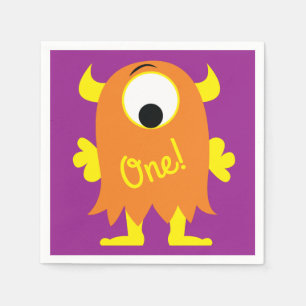 Monster Cute Funny 1st Birthday Party Theme Napkin