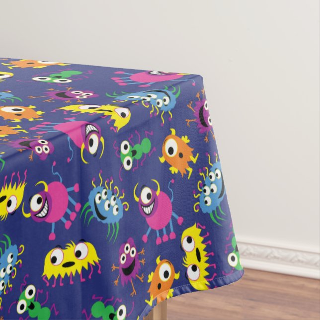 Monster Cute Funny 1st Birthday Party Theme Tablecloth (In Situ)