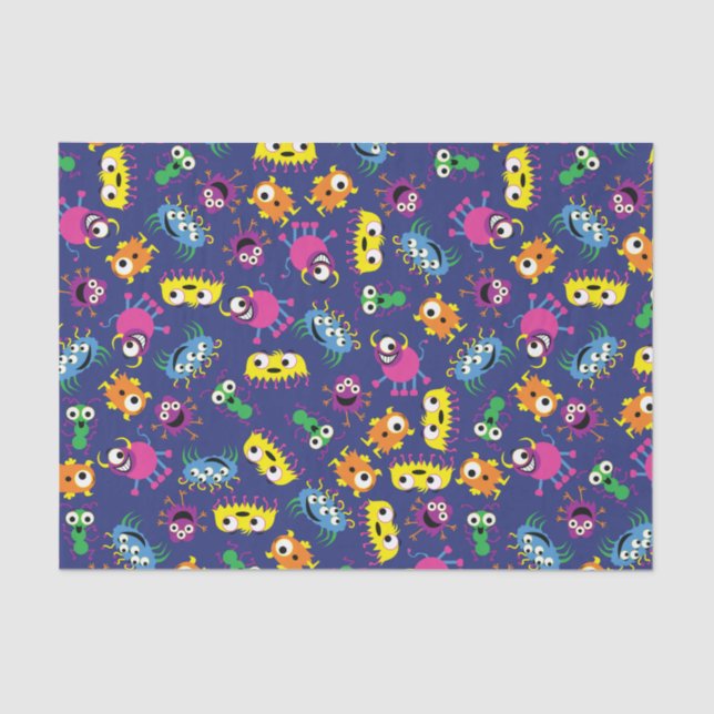 Monster Cute Funny 1st Birthday Party Theme Tissue Paper (Front)