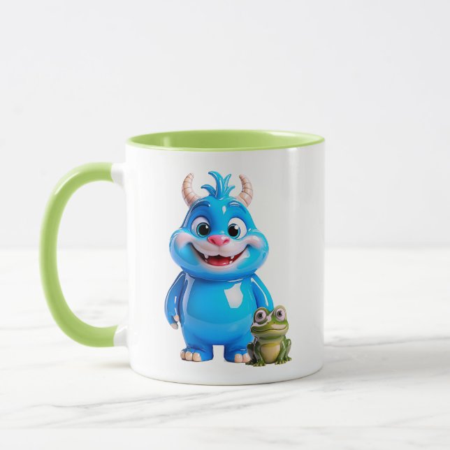 Monster Cute Glossy Blue Character Frog Friend Mug (Left)