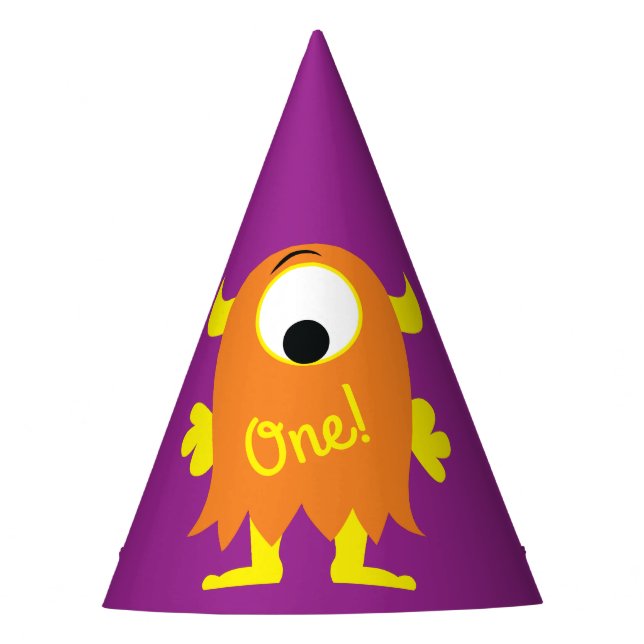 Monster Cute Kids Birthday Party Theme Hat (Front)