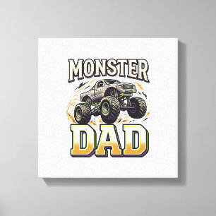 Monster Dad Monster Truck Vintage Vector Shirt Des Canvas Print