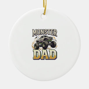 Monster Dad Monster Truck Vintage Vector Shirt Des Ceramic Tree Decoration