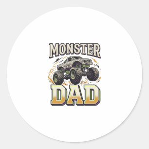 Monster Dad Monster Truck Vintage Vector Shirt Des Classic Round Sticker