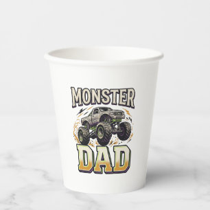Monster Dad Monster Truck Vintage Vector Shirt Des Paper Cups