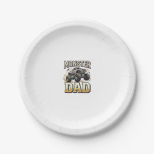 Monster Dad Monster Truck Vintage Vector Shirt Des Paper Plate