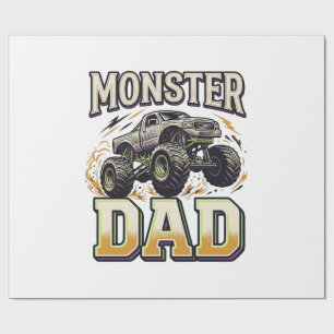 Monster Dad Monster Truck Vintage Vector Shirt Des Wrapping Paper