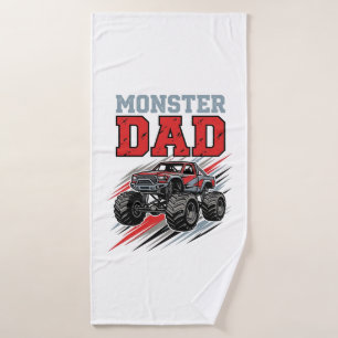 Monster Dad Vintage Monster Truck Shirt Design_1 Bath Towel