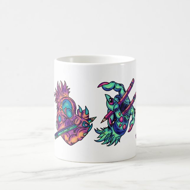 Monster Drawing Hands Coffee Mug (Center)