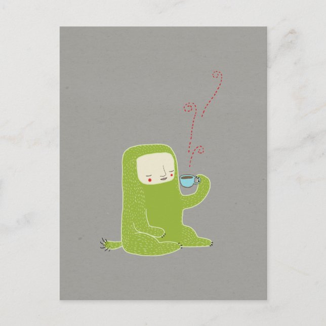 monster drinking coffee postcard (Front)