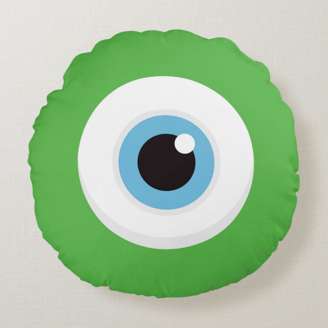 Monster eye throw pillow - round and green (Front)