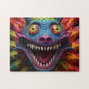 Monster face in rainbow colours jigsaw puzzle