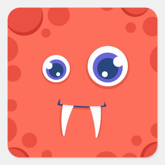 Monster face square sticker (Front)