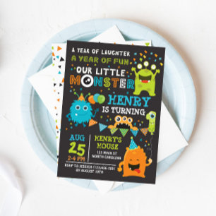 Monster First Birthday Invitation, Monster Invite