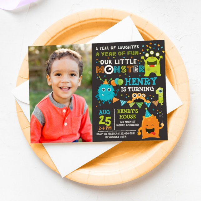 Monster First Birthday Invitation, Monster Invite (Creator Uploaded)