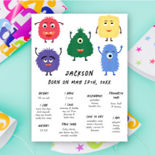 Monster First Birthday Milestone Birthday Poster